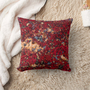 Crimson Lava Molten Speckled Enamel Throw Pillow