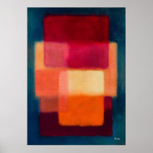 Crimson Layers – Celestial Colour Fields Abstract Poster