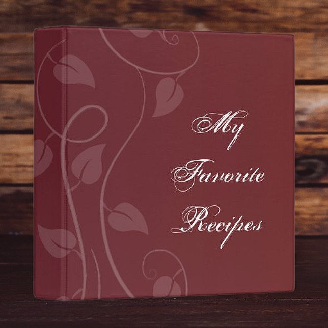 Crimson Leafy Swirl Recipe Book Binder (Crimson Leafy Swirl Recipe Book Binder)