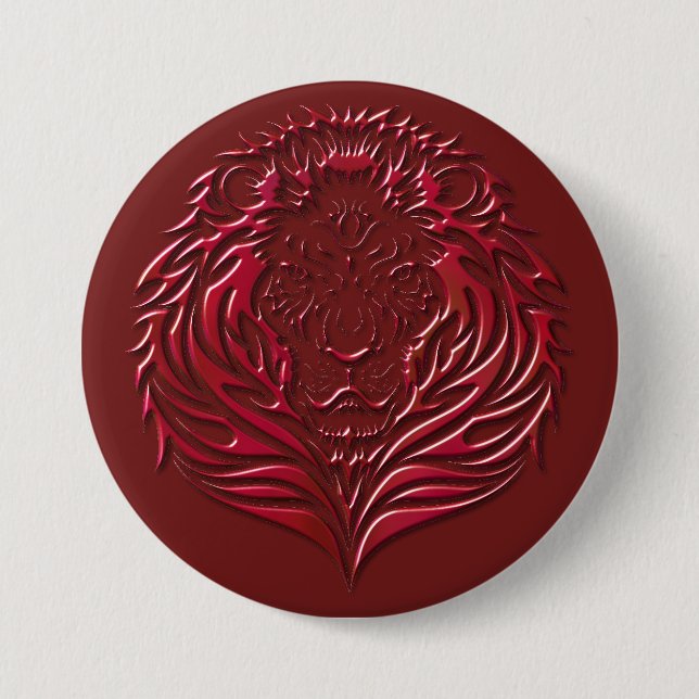 Crimson Lion Face Button (Front)