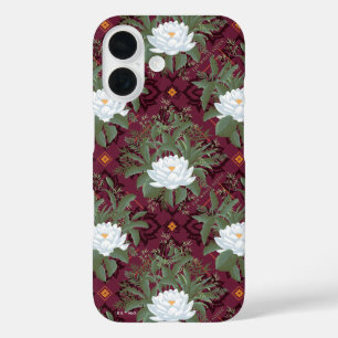 Crimson Lotus Elegance Pattern - The White Lotus iPhone 16 Case