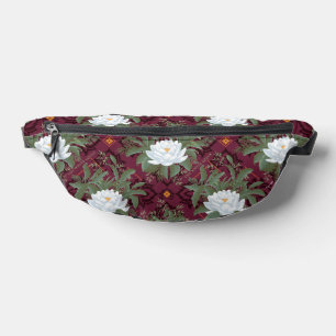 Crimson Lotus Elegance Pattern - The White Lotus Fanny Pack