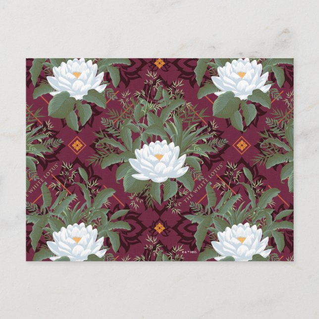 Crimson Lotus Elegance Pattern - The White Lotus Postcard (Front)