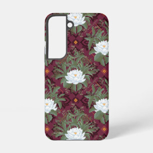 Crimson Lotus Elegance Pattern - The White Lotus Samsung Galaxy Case