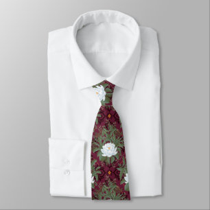 Crimson Lotus Elegance Pattern - The White Lotus Tie
