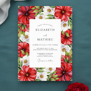 Crimson Lush Botanical Wedding Invitation
