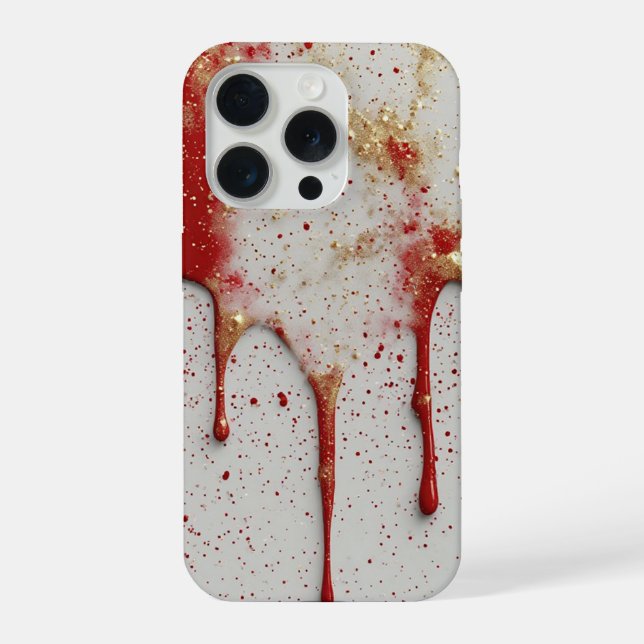 Crimson Luxe Gold Sparkle Drip ✨ Elegant Bold  iPhone Case (Back)