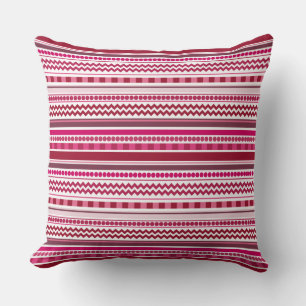 Crimson & Magenta Zigzag Stripe Geometric Pattern Throw Pillow