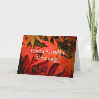 Crimson Maple Leaves - Personalized Birthday Card