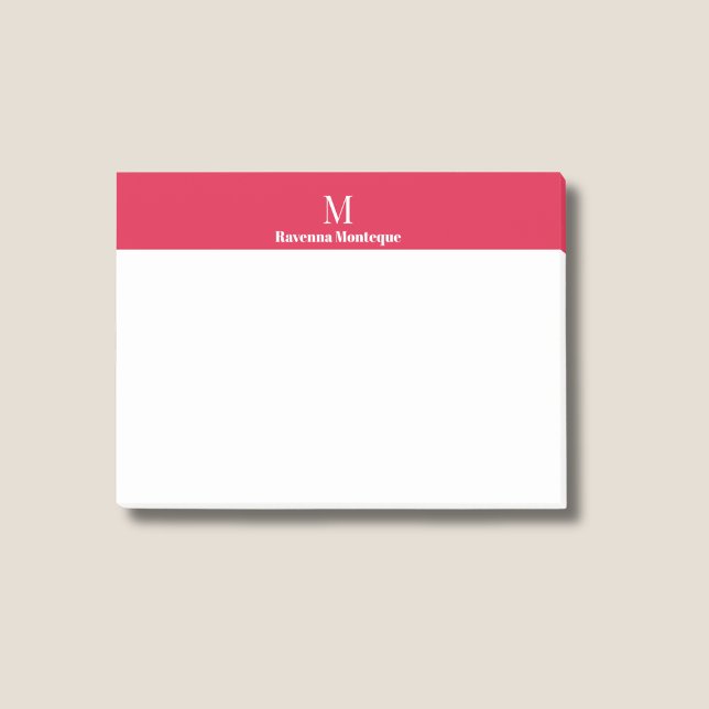 Crimson Modern Personalized Name Letter Monogram Post-it Notes (Creator Uploaded)