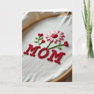 Crimson Mom Embroidery Card