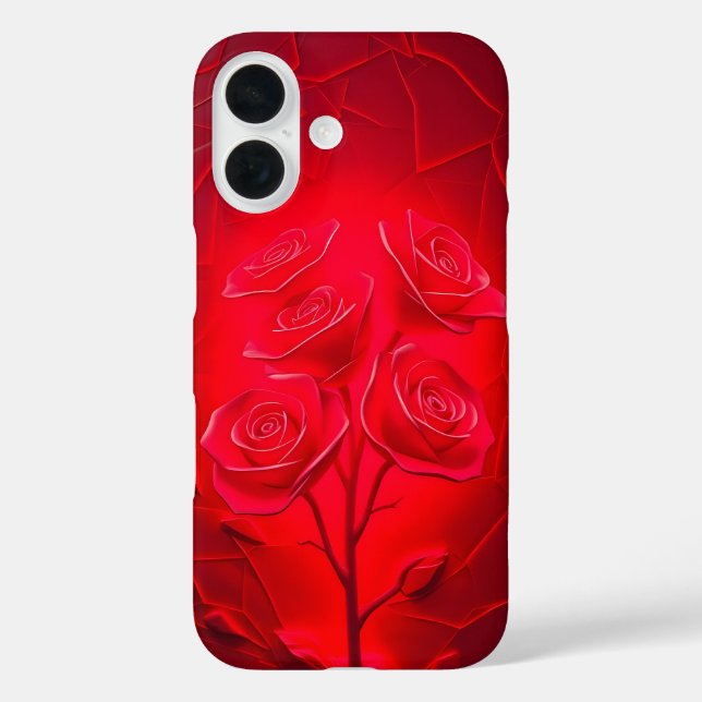 Crimson Mosaic Roses Art iPhone Case (Back)