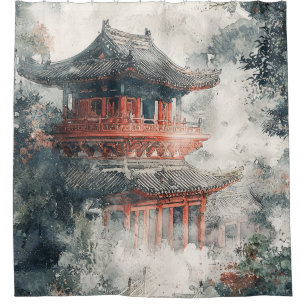 Crimson Mountain Pagoda Ink Wash (1)