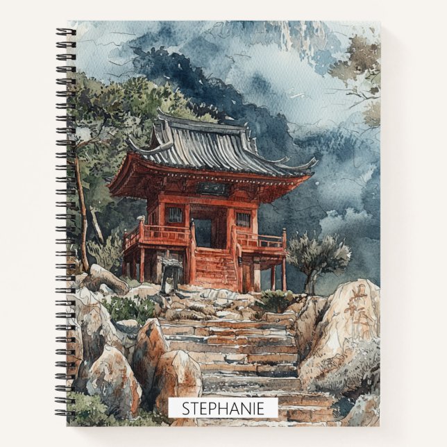 Crimson Mountain Pagoda Ink Wash (2) Notebook (Front)