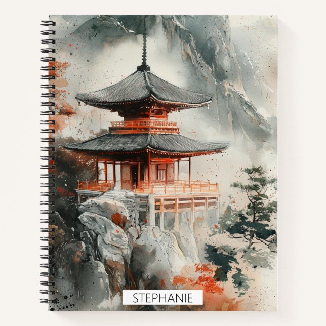 Crimson Mountain Pagoda Ink Wash (3) Notebook (Front)