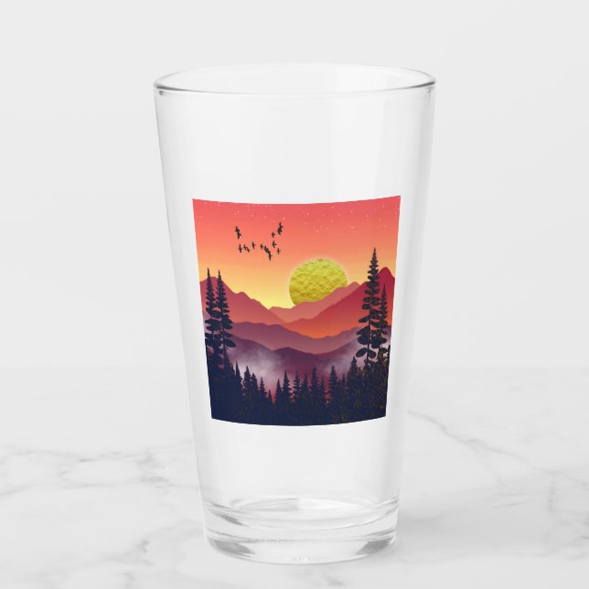 Crimson Mountains Landscape Glass (Front)