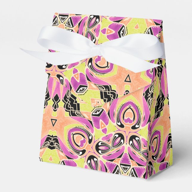 Crimson , multi-coloured mandala favor box (Front Side)