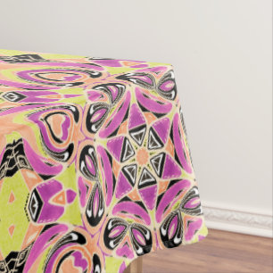Crimson , multi-coloured mandala tablecloth