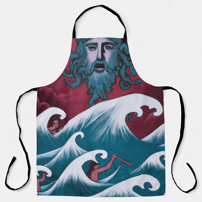 Crimson Neptune Oil Painting Apron (Front)