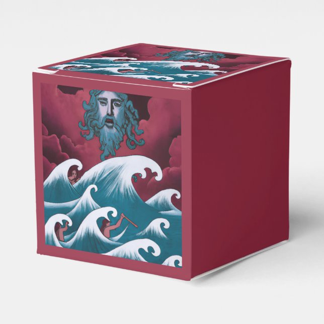 Crimson Neptune Oil Painting Favor Box (Front Side)
