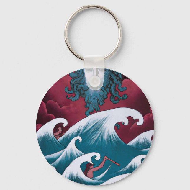 Crimson Neptune Oil Painting Keychain (Front)