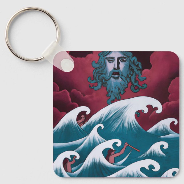 Crimson Neptune Oil Painting Keychain (Front)