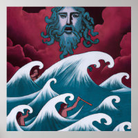 Crimson Neptune Oil Painting