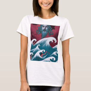 Crimson Neptune Oil Painting T-Shirt