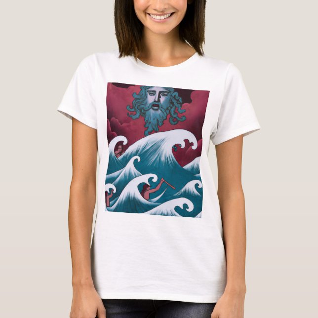 Crimson Neptune Oil Painting T-Shirt (Front)
