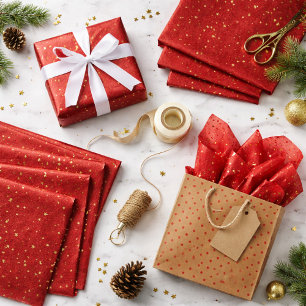 Crimson Nightfall Gold Star Illustration Tissue Paper