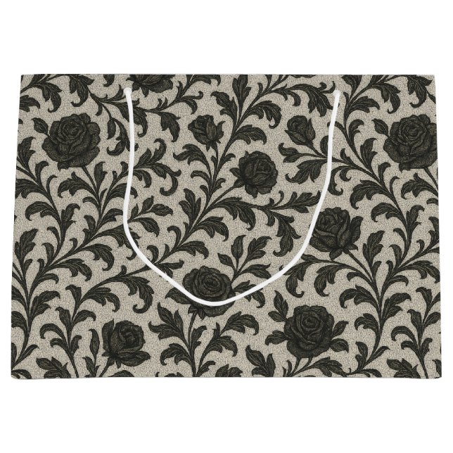 Crimson Nocturne Bloom Victorian  Large Gift Bag (Front)
