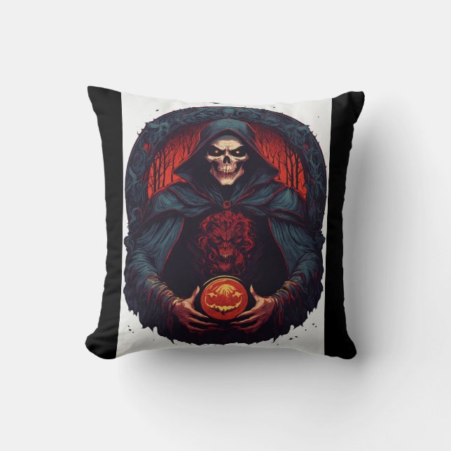 Crimson Nocturne – Ominous Vampire Circle T-Shirt Throw Pillow (Front)