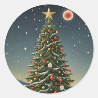 Crimson Noel Classic Round Sticker