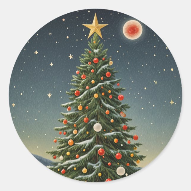 Crimson Noel Classic Round Sticker (Front)