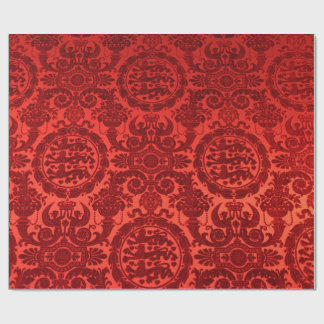 Crimson Noel Damask Wrapping Paper