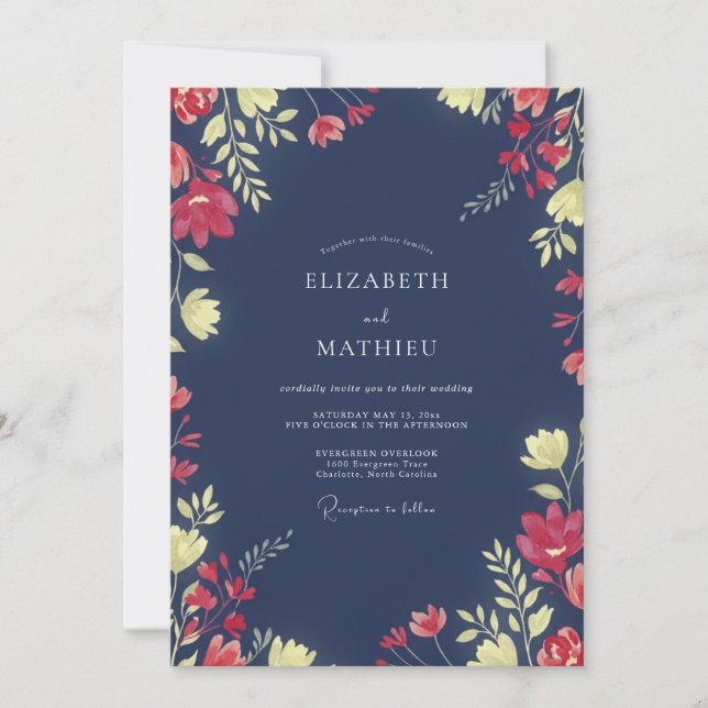 Crimson Ochre Painted Wedding Invitation (Front)