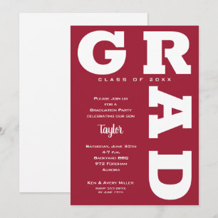 Crimson on White Graduation Party Invitation
