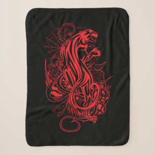 Crimson Panther Gothic Red Rose Tattoo Aesthetic Sherpa Blanket
