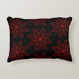 Crimson Pattern on Black Accent Pillow