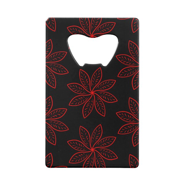 Crimson Pattern on Black  Credit Card Bottle Opener (Front)
