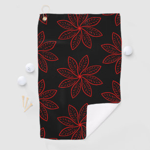 Crimson Pattern on Black  Golf Towel