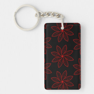 Crimson Pattern on Black  Keychain