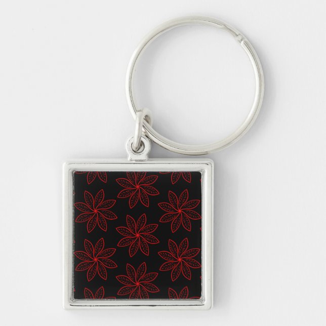 Crimson Pattern on Black  Keychain (Front)