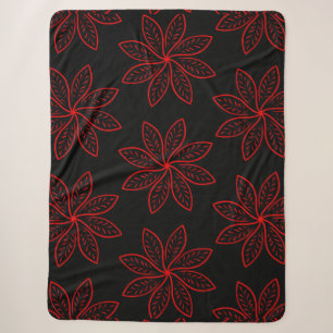 Crimson Pattern on Black Sherpa Blanket