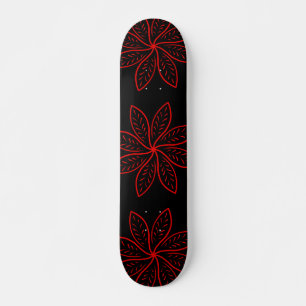 Crimson Pattern on Black  Skateboard