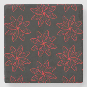 Crimson Pattern on Black  Stone Coaster