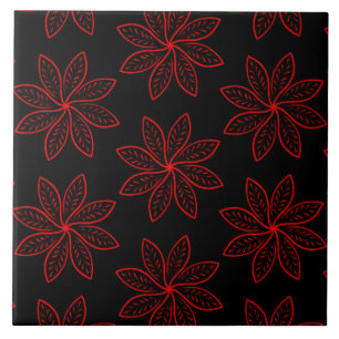 Crimson Pattern on Black Tile