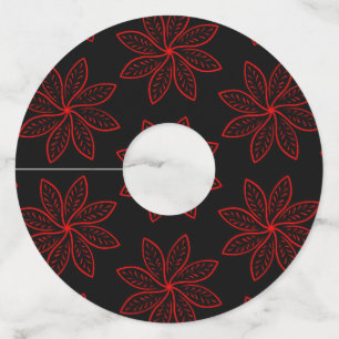 Crimson Pattern on Black Wine Glass Tag