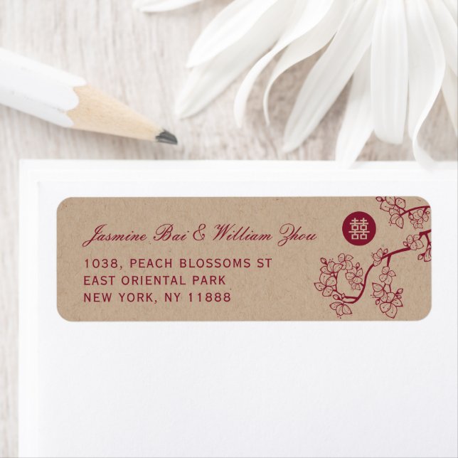 Crimson Peach/Plum Blossoms Kraft Chinese Wedding  (Insitu)