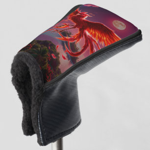 Crimson Phoenix of the Moonlit Tide. Golf Head Cover